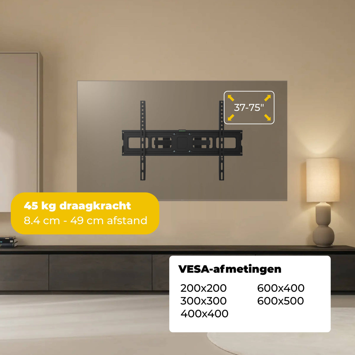 ESTILLO GEAR Draaibare TV-beugel | 37-75″ | Max 45 kg