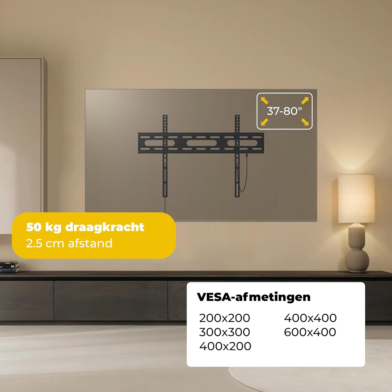 ESTILLO GEAR Vaste TV-beugel voor 37-80″ TV's | Max 50 kg
